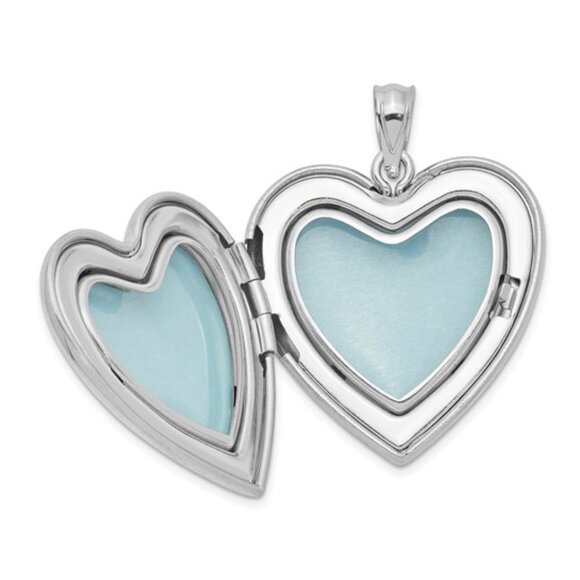 925 Sterling Silver Pink Enamel Ribbon Heart Locket Cancer Awareness Pendant - Picture 5 of 5